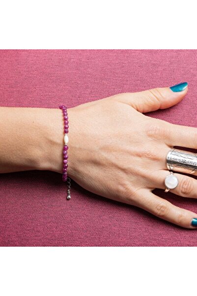 Ezera Women's Bracelet, Ruby Stones with 925 Silver Clasp