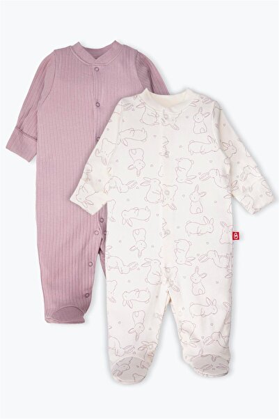 Bebetto Gloves and Booties Overalls 2-Piece (Cute Bunny) Purple