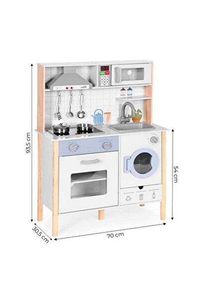 Ecotoys Kids kitchen Ecotoys, wood, sounds, LED lights, washing machine, oven, 5 accessories KID006342