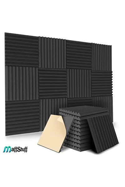 MaffStuff Set 12 Panouri Fonoabsorbante Autoadezive 30×30 cm MaffStuff® – Acoperire 1.08 m², Negru