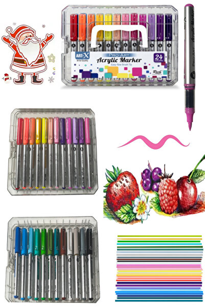 GLANCE Art-x Pro Art Fırça Uçlu Akrilik Marker 24 Lü Set