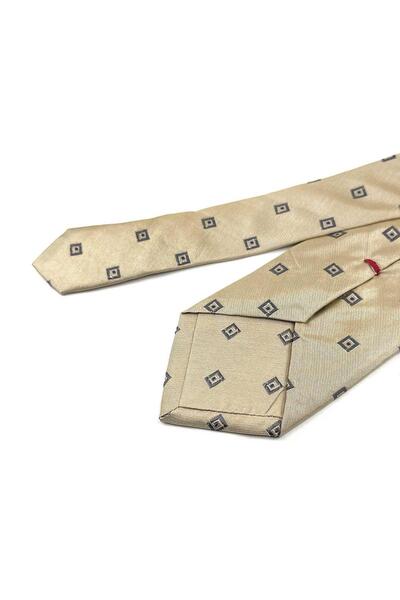 Kravatkolik Riunas Style Beige Italian Silk Tie Ik2050