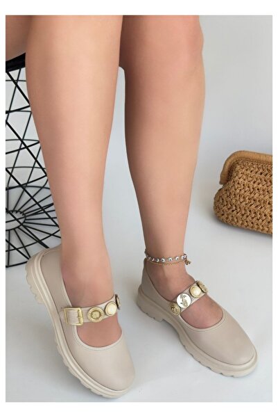 TUBA TOPTAŞ Tractor Sole Mary Jane Shoes with Buckle Medallion Detail