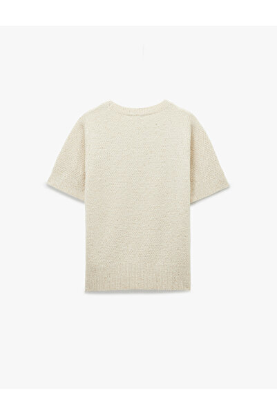 Koton Πλεκτό πουλόβερ με μισό μανίκι και λάμψη με παγιέτες