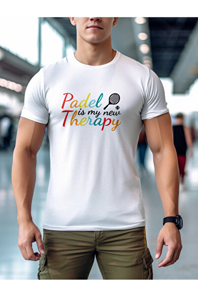 AiDesign Padel Sports Technical T-Shirt, White, Padel Is My New Therapy Customization