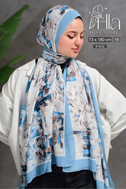 Hala Chiffon scarf with digital print, set of 5 pieces, size 180 x 75