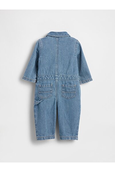 GAP Bebek Mavi Denim Çizgili Utility Tulum