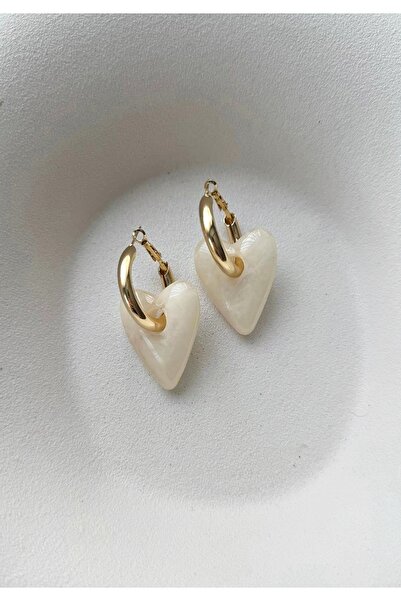 mos&more by mosev Steel Gold Brown Heart Earrings