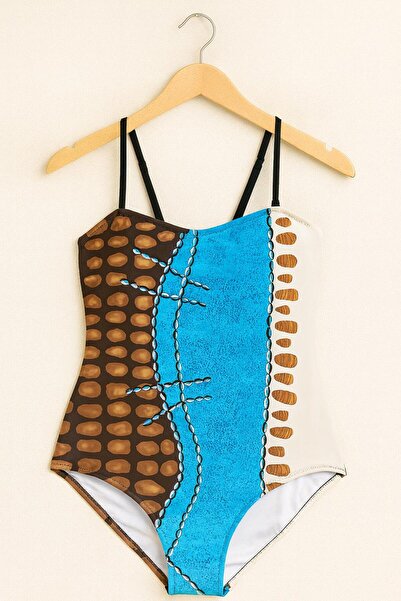 RAPAPA Women's Digital Printed Ethnic Pattern One-Piece Swimsuit – Thin Straps 0015-07