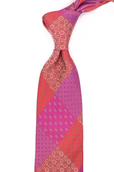 Kravatkolik Ιταλική μεταξωτή γραβάτα Collinas Style Fuchsia Patchwork IK2040