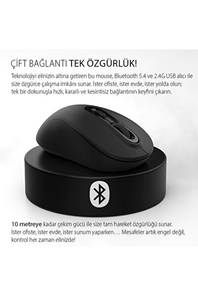 Inca IWM-288T Bluetooth 5.4 Sessiz Kablosuz Mouse | 1600 DPI Konforlu Rubber Kaplama Sağ Sol El Kullanım