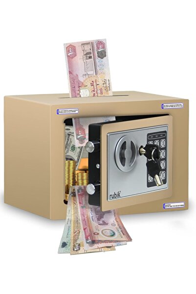 RUBIK صندوق أمان صغير مزود بفتحة لإيداع النقود مع خيار المفتاح والرمز السري (...