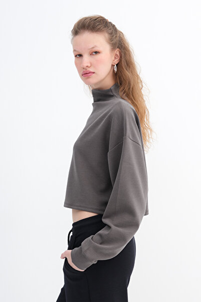 Addax Mock Neck Modal Sweatshirt S12459