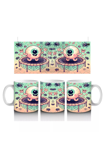 Wisdom Rain كوب مطبوع عليه الهالوين مزين بأشكال دوائر العين وأشكال حلوى ملونة