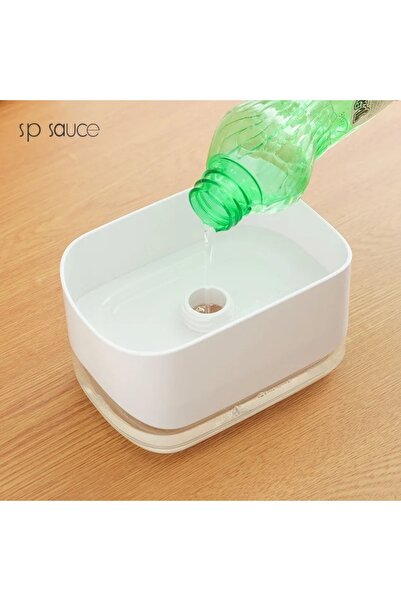 AVA Kitchen liquid detergent dispenser, with sponge holder, white-gray, 14x10x8cm