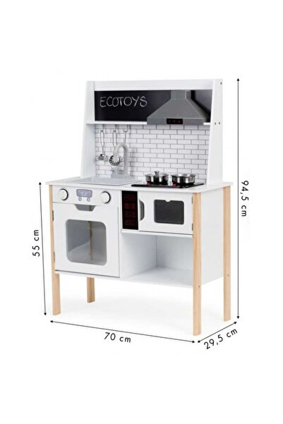 Ecotoys kids kitchen, wood, accessories, sounds and lights, white KID975389