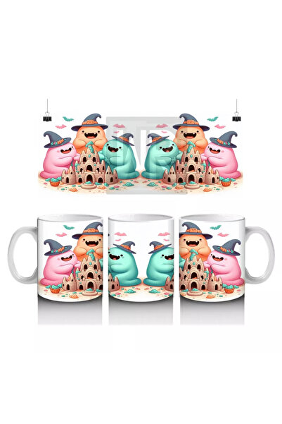 Wisdom Rain كوب مطبوع للهالوين مع زي شبح وديناصور لطيف للأطفال