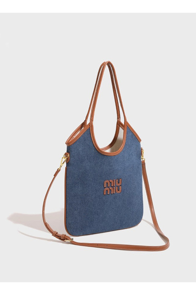 Miu Ivy Canvas Tote Bag - Shoulder
