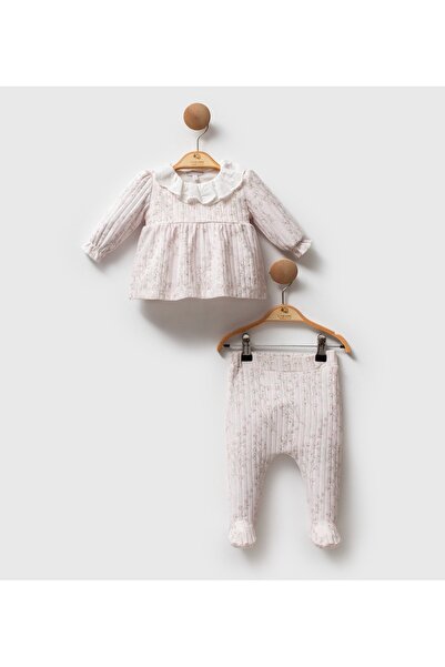 Cassiope Baby Çiçek Desenli Yaka Detaylı İkili Takım