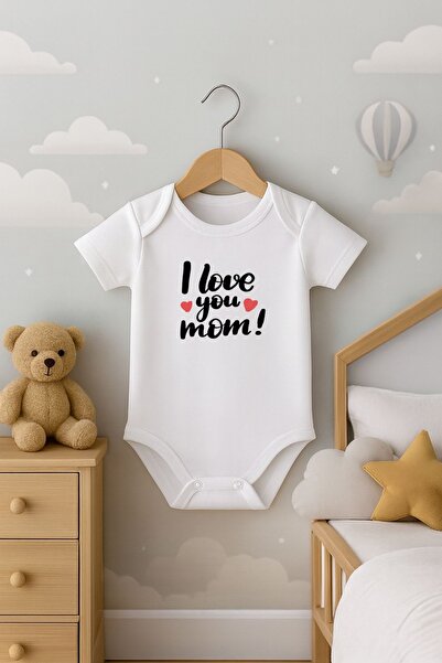 Bebe wini بدلة أطفال قصيرة الأكمام مكتوب عليها 'أحبك يا أمي'
