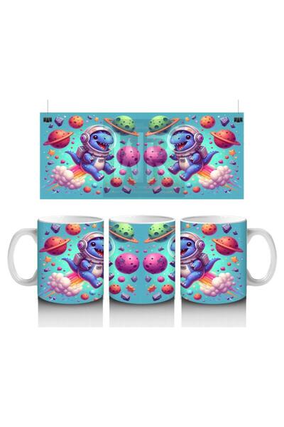 Wisdom Rain Rocket Space Dinosaur Patterned Mug Cup That Makes Children Love ...
