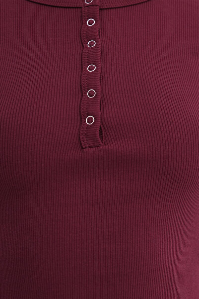 Addax Modal Blouse with Snap Buttons on the Collar B0419