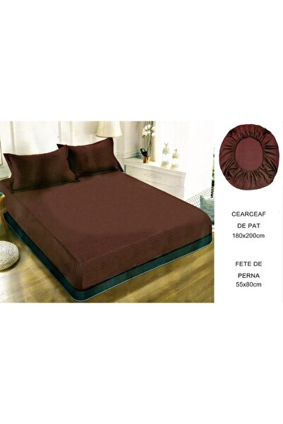 Unicorn Concept Bed cover set with elastic and 2 pillowcases, 180x200 cm, Brown