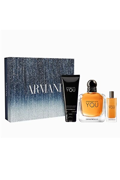 Giorgio Armani Set, Stronger with You Men Eau de Toilette 100 ml + Shower Gel 75 ml + mini 15 ml