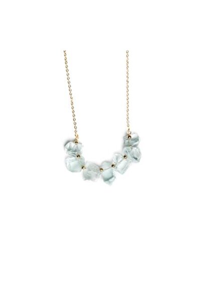 Ezera Necklace with Raw Irregular Apatite Crystals, 18K Gold Plated, 24.5 cm