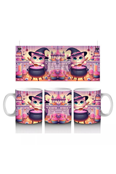 Wisdom Rain كوب مطبوع عليه شخصية ساحرة وردية لطيفة لعيد الهالوين