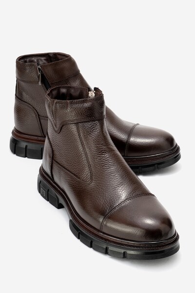 depderi Genuine Leather, Men's Laceless Zippered Italian Design Men's Leather Boots