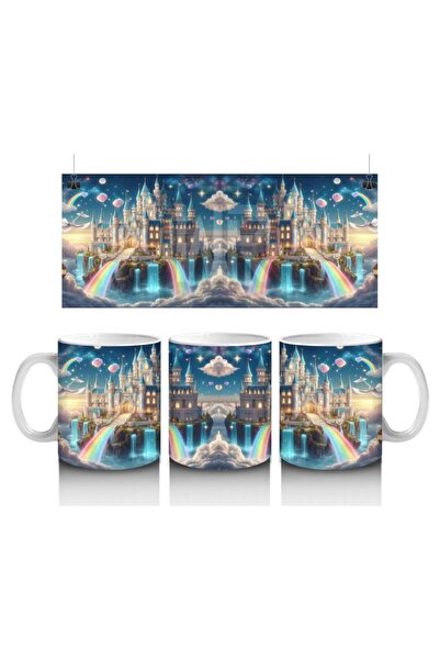 Wisdom Rain Children's Milk Loving Fairy Tale Rainbow Castle Patterned Mug
