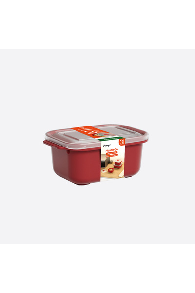 PONÇİK BEBEK 3-Piece Storage Container Red Color 3 Piece Rectangular Set (500 X 1000 X 2000 ml)