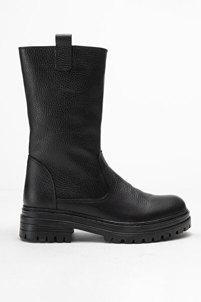 Ataköy Ayakkabı KADIN DERİ KALIN TABAN BOT SIYAH FLOTER