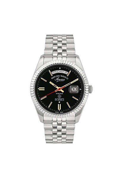 West End Watch Co West End Men's Silver Tone Case Black Dial Automatic Watch