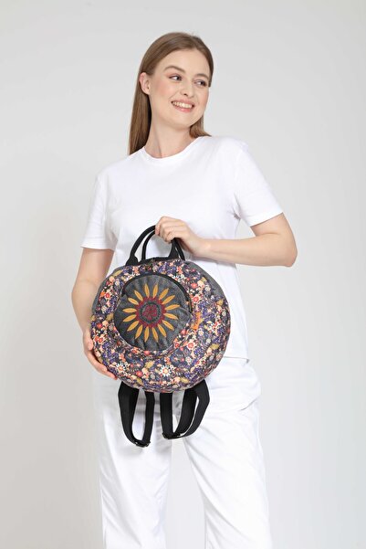 street&bagdnz Fargin Ethnic Authentic Bohemian Round Embroidered Backpack Daily Travel Backpack