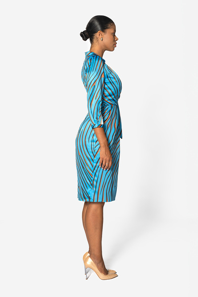 Vessmary Day or occasion dress VSM908A - Satin turquoise blue