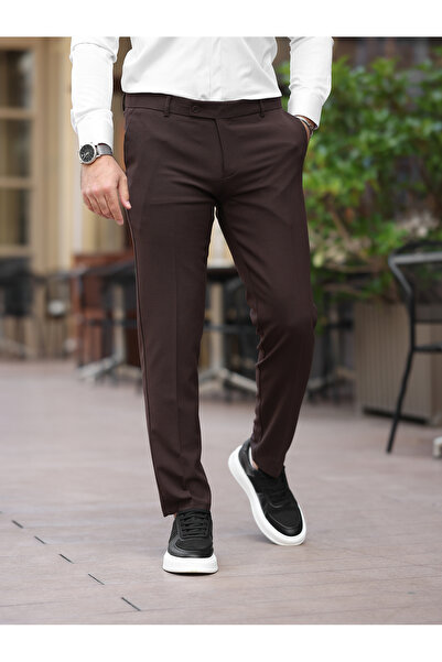 BASEL.CO Easy-Iron Stretch Fabric Slim Fit Fabric Trousers