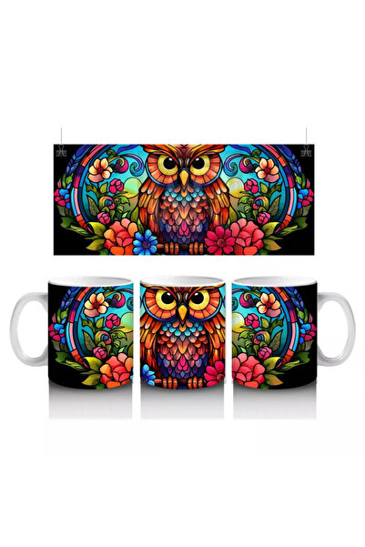 Wisdom Rain نمط بومة فيتراي – فن ملون – كوب مطبوع