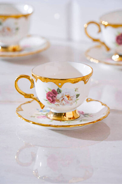 ACAR Starlice 6 Kişilik Porselen Kahve Fincan Takımı - 90 ml