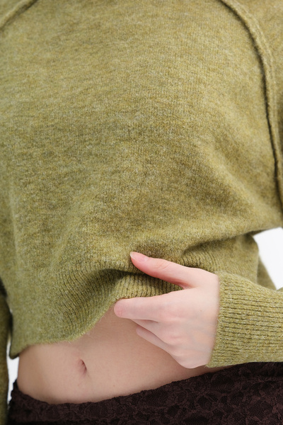 Addax Long Sleeve Crop Knitwear Sweater K3362-D7