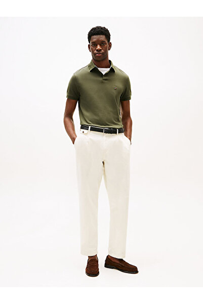 Tommy Hilfiger Pánské tričko s polo límečkem khaki barvy, model Regular, rok 1985