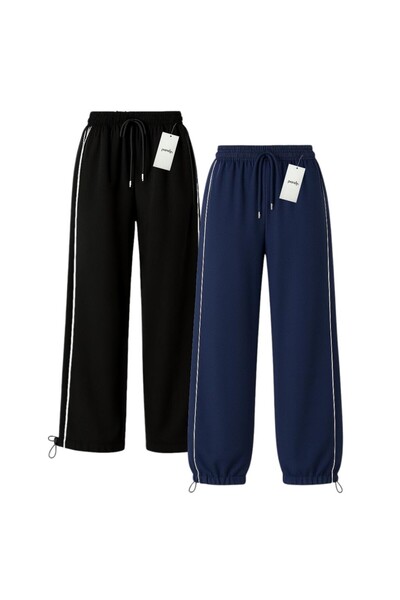 pandy 2-Pack Harajuku Zip Detail Tracksuit Oversized Sweatpants