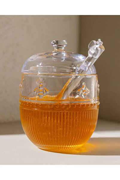 Madame Coco Abeille Glass Honey Jar with Spoon - Transparent - 240 ml