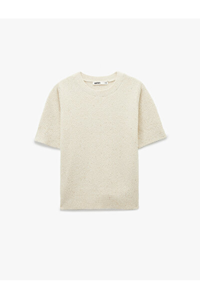 Koton Πλεκτό πουλόβερ με μισό μανίκι και λάμψη με παγιέτες