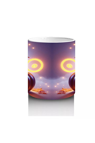 Wisdom Rain Halloween Themed Black Cat and Pumpkin Glitter Printed Mug