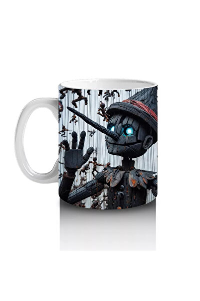 Wisdom Rain Dark Science Fiction Style with Masked Figures with Chains Halloween Printed Mug Cup