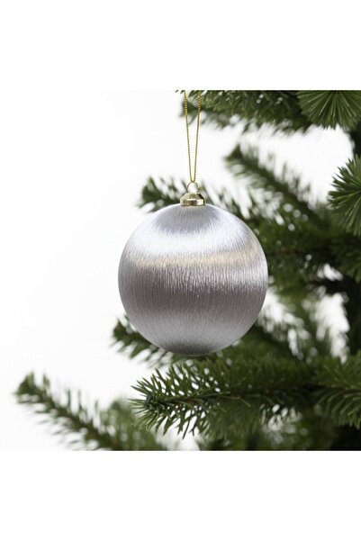 Ritzz Silk Thread Wrapped Pine Tree Ornament 8 cm - Gray