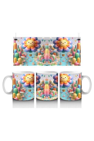 Wisdom Rain كوب على شكل بالون طائر مع زهور وأنماط أرضية خرافية ملونة يحب الأط...