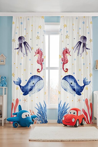 EVPANYA Дитяча кімната для немовлят з морськими тваринами на шторах (ціна за одне крило)